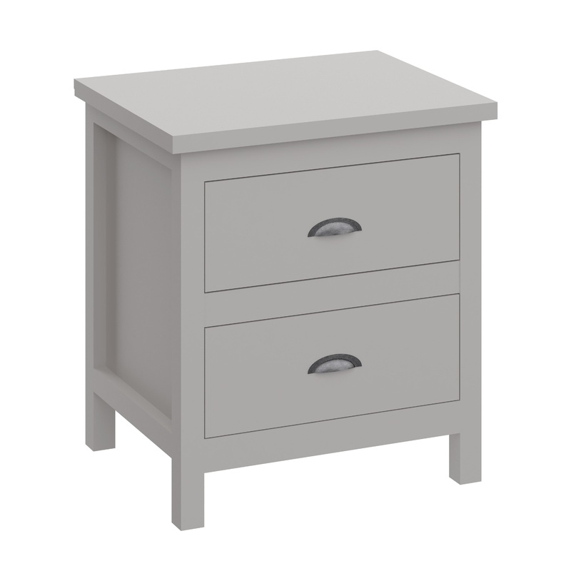 Versatile Gray 2-Drawers Nightstand, Bedside Table, End Table for Living Room Bedroom Assembled with Sturdy Solid Wood
