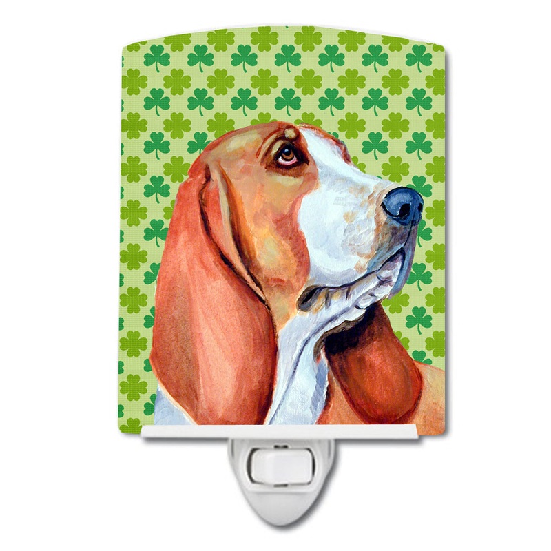 Basset Hound St. Patrick's Day Shamrock Portrait Ceramic Night Light LH9197CNL