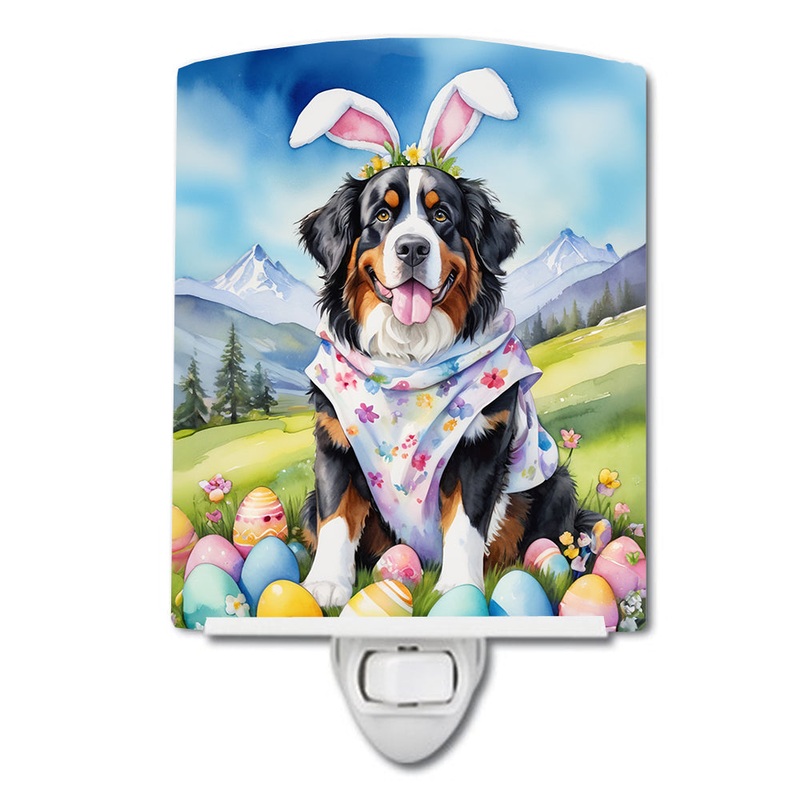 Bernese Mountain Dog Easter Egg Hunt Ceramic Night Light