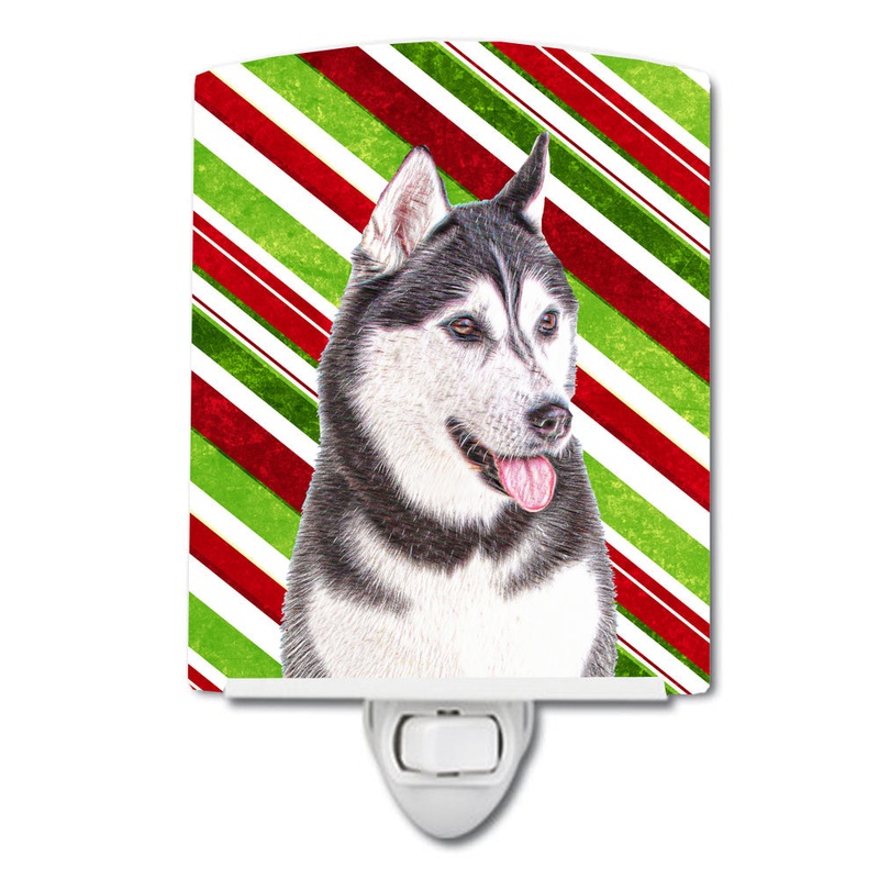 Candy Cane Holiday Christmas Alaskan Malamute Ceramic Night Light KJ1168CNL