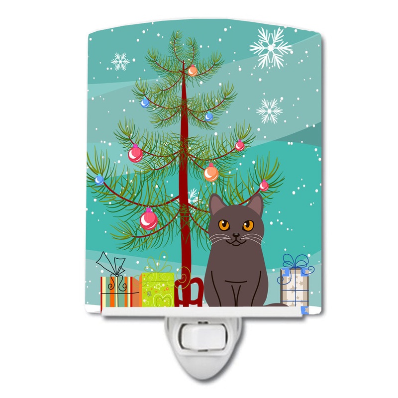Chartreux Cat Merry Christmas Tree Ceramic Night Light BB4418CNL