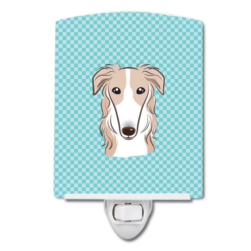Checkerboard Blue Borzoi Ceramic Night Light BB1166CNL