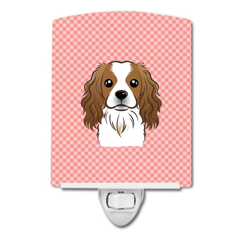Checkerboard Pink Cavalier Spaniel Ceramic Night Light BB1224CNL