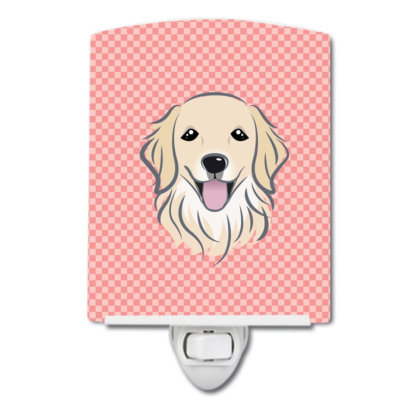 Checkerboard Pink Golden Retriever Ceramic Night Light BB1205CNL
