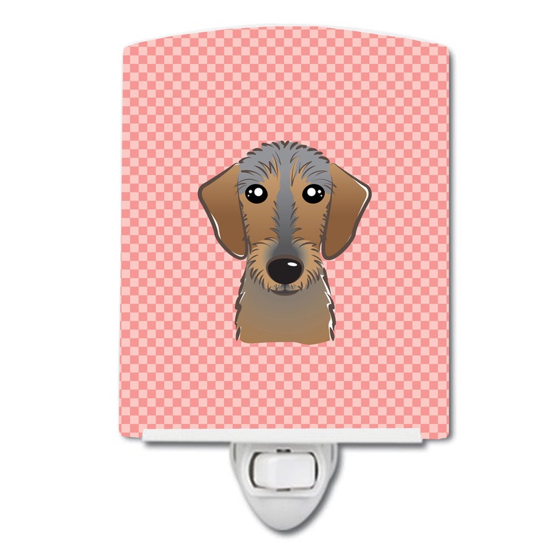 Checkerboard Pink Wirehaired Dachshund Ceramic Night Light BB1233CNL