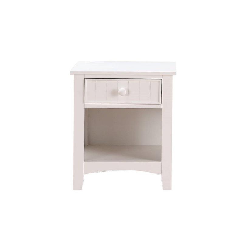 Karine Wooden Nightstand With One Drawer In White Finish