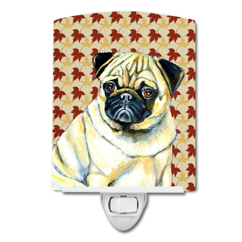 Pug Fall Leaves Portrait Ceramic Night Light LH9117CNL