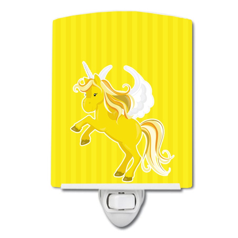 Unicorn Yellow Stripes Ceramic Night Light BB9087CNL