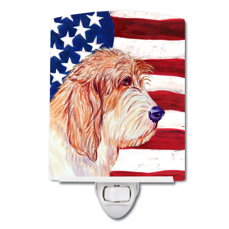 USA American Flag with Petit Basset Griffon Vendeen Ceramic Night Light LH9036CNL
