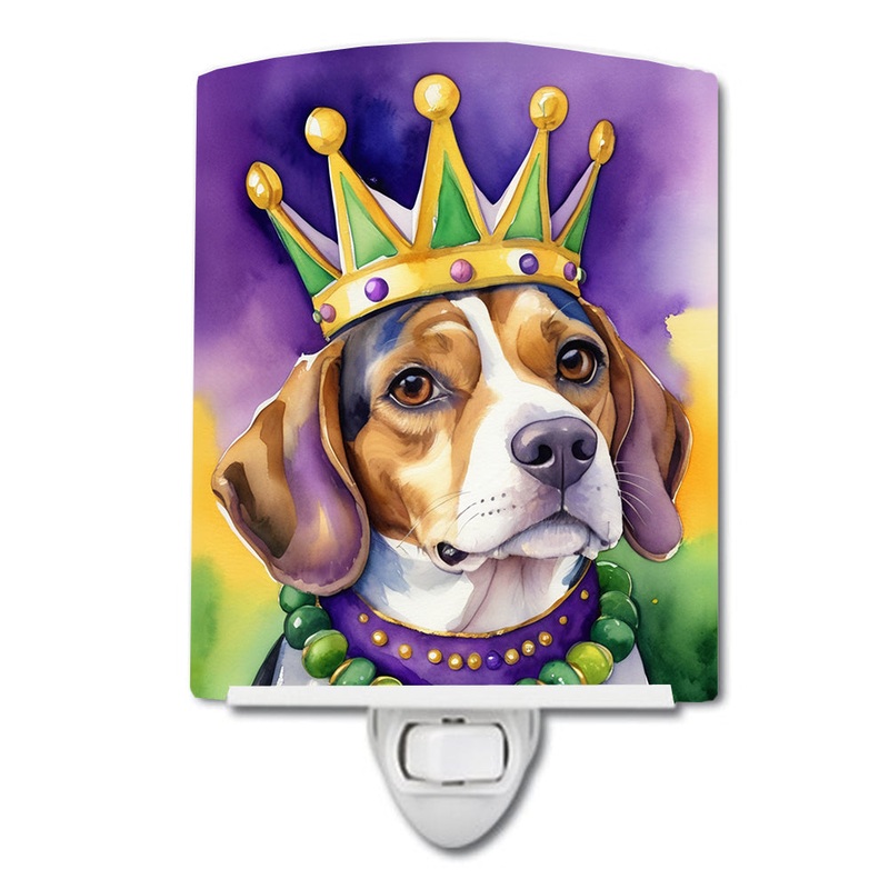 Beagle King of Mardi Gras Ceramic Night Light