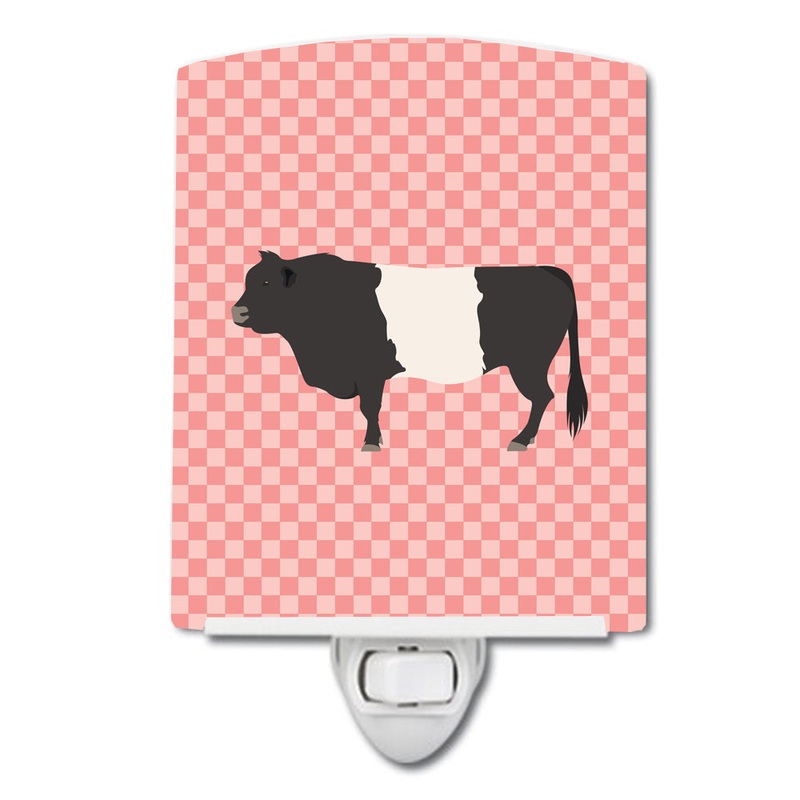 Belted Galloway Cow Pink Check Ceramic Night Light BB7831CNL