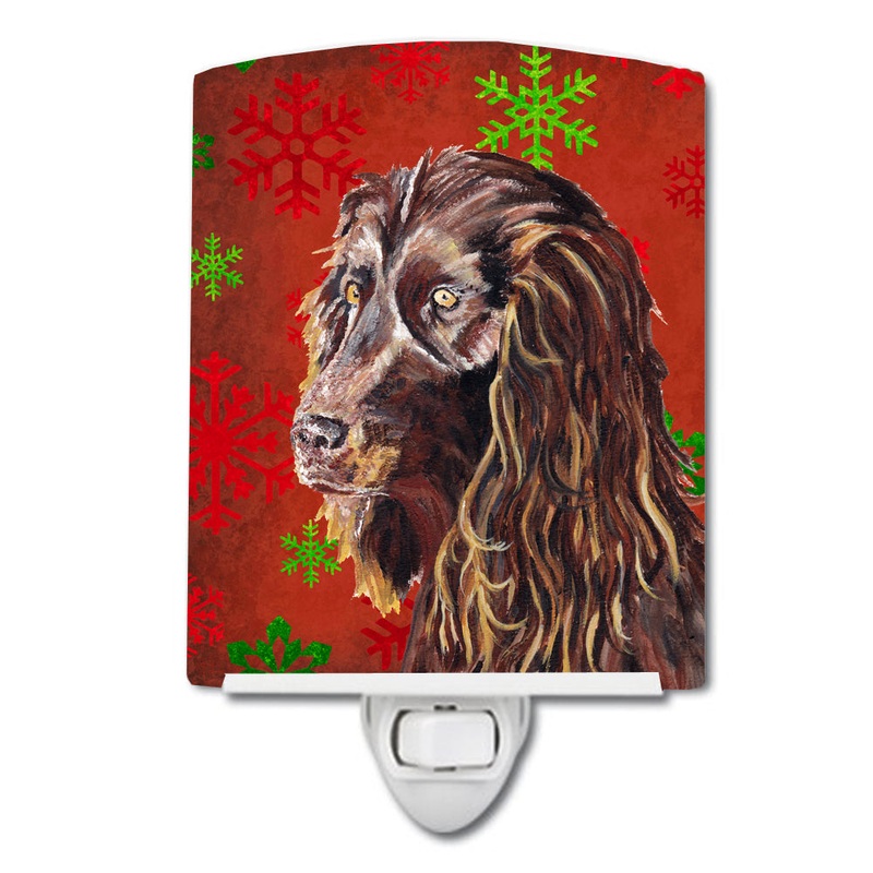 Boykin Spaniel Red Snowflakes Holiday Ceramic Night Light SC9588CNL