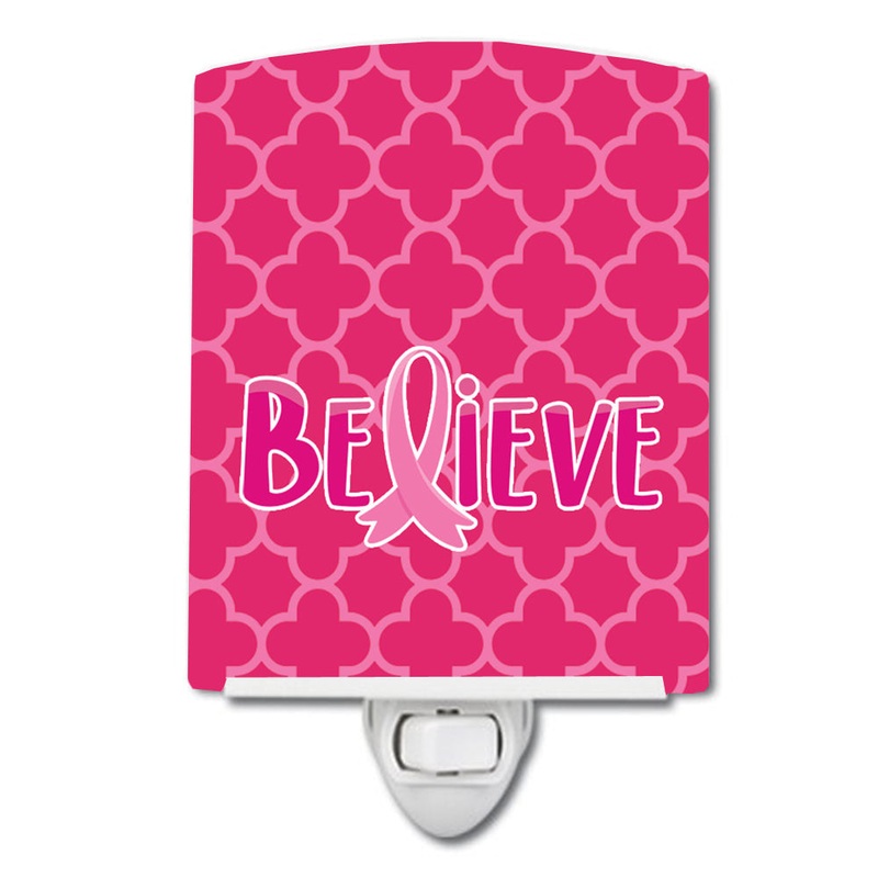 Breast Cancer Awareness Ribbon Believe Ceramic Night Light BB6980CNL