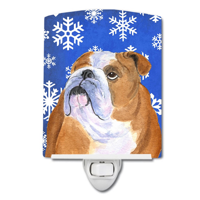 Bulldog English Winter Snowflakes Holiday Ceramic Night Light SS4629CNL