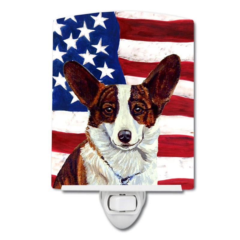 USA American Flag with Corgi Ceramic Night Light LH9011CNL