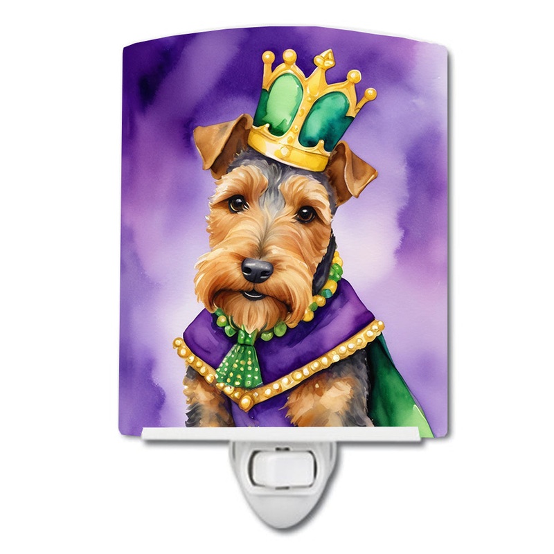 Welsh Terrier King of Mardi Gras Ceramic Night Light