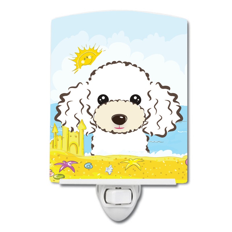 White Poodle Summer Beach Ceramic Night Light BB2125CNL