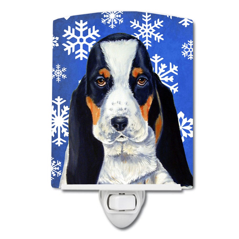 Basset Hound Winter Snowflakes Holiday Ceramic Night Light LH9284CNL