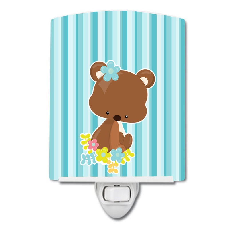 Bear with Flowers Ceramic Night Light BB7096CNL