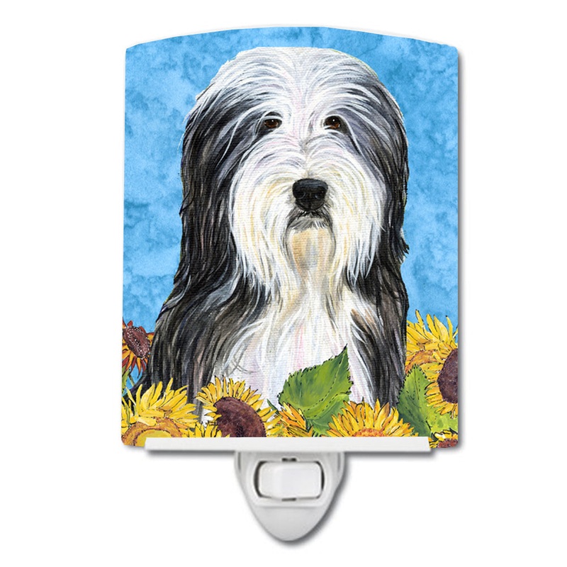 Bearded Collie in Summer Flowers Ceramic Night Light SS4130CNL