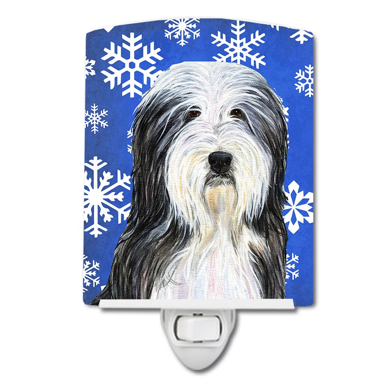 Bearded Collie Winter Snowflakes Holiday Ceramic Night Light SS4635CNL