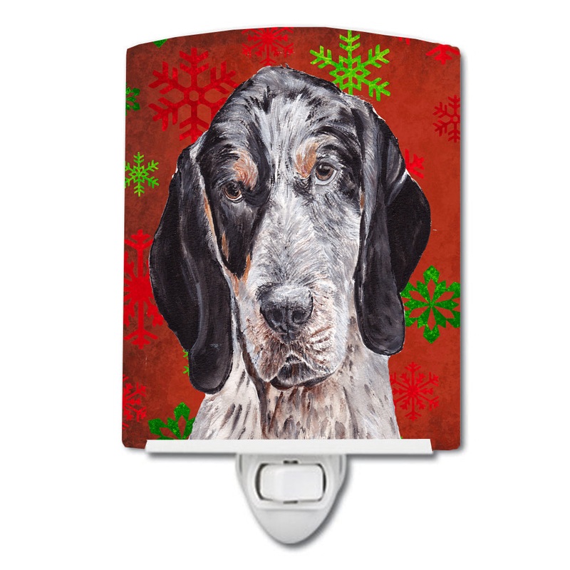 Blue Tick Coonhound Red Snowflakes Holiday Ceramic Night Light SC9745CNL