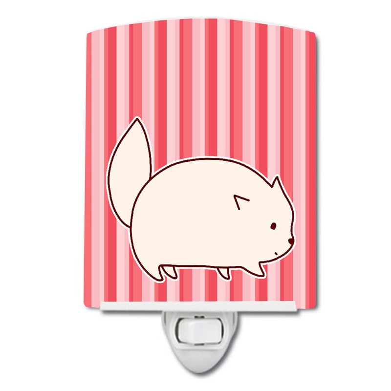 Cat Pink Stripes Ceramic Night Light BB6855CNL