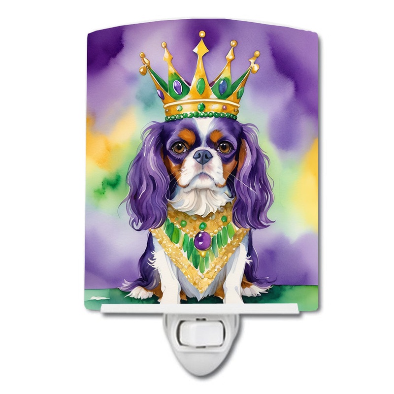 Cavalier Spaniel King of Mardi Gras Ceramic Night Light