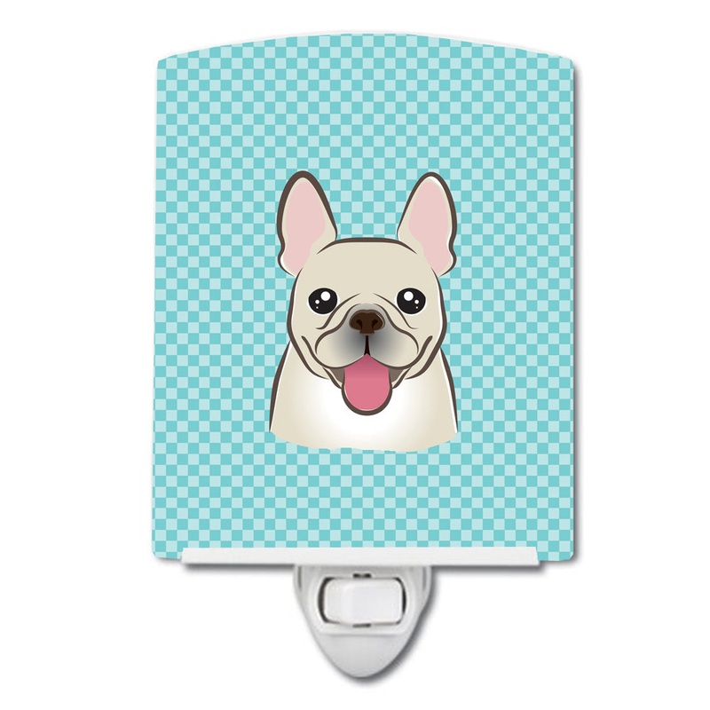 Checkerboard Blue French Bulldog Ceramic Night Light BB1176CNL