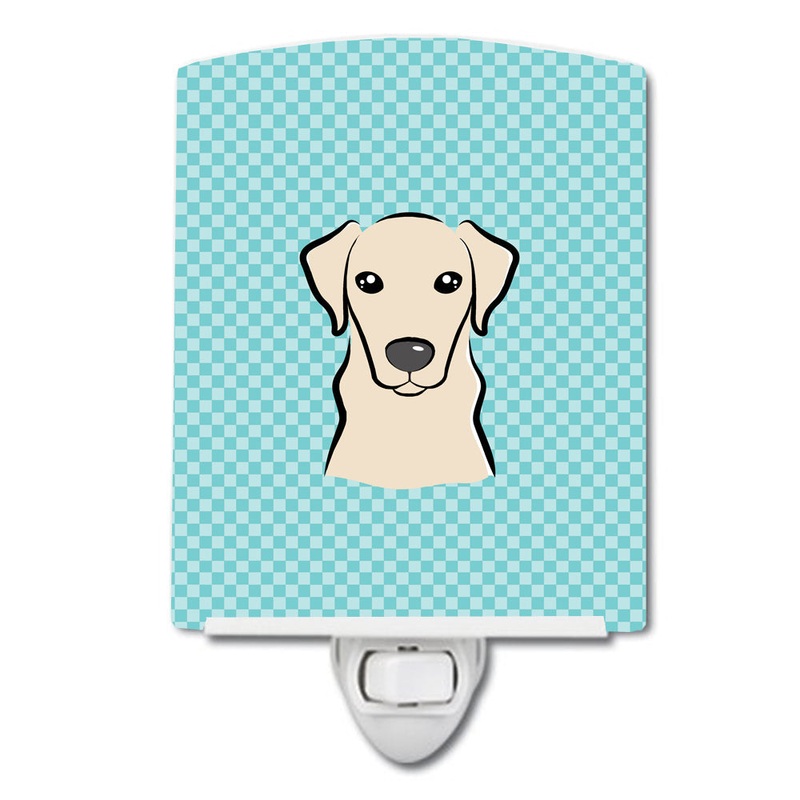 Checkerboard Blue Yellow Labrador Ceramic Night Light BB1160CNL