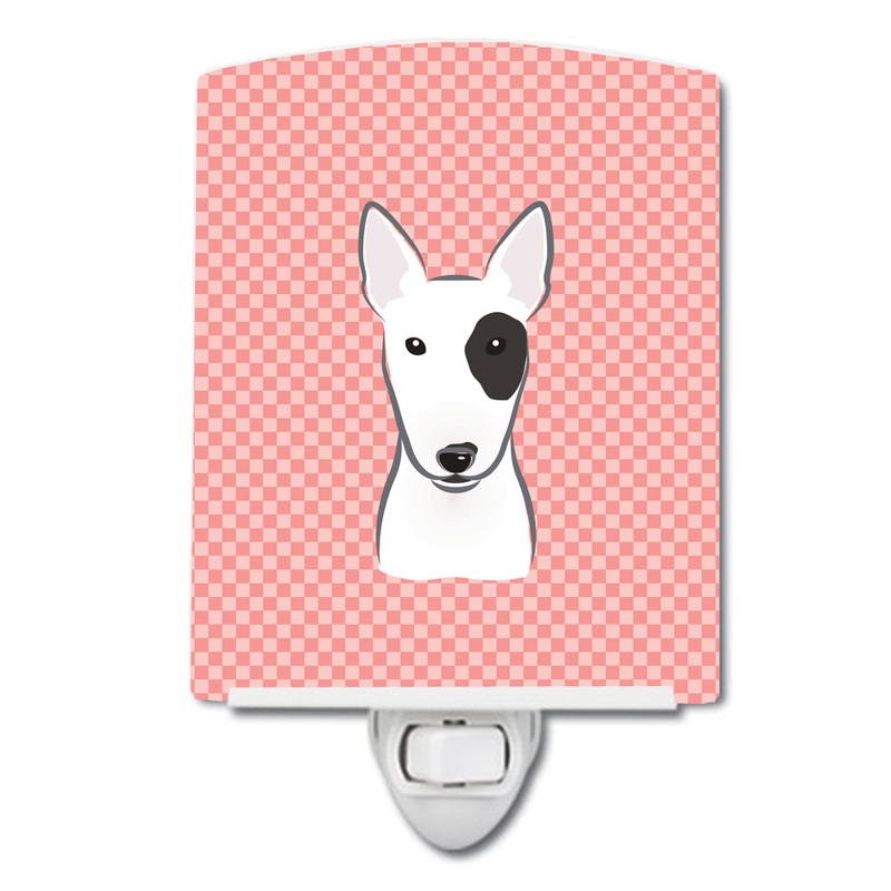 Checkerboard Pink Bull Terrier Ceramic Night Light BB1209CNL