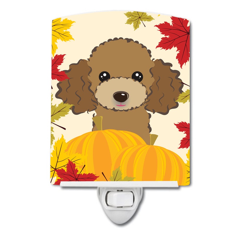 Chocolate Brown Poodle Thanksgiving Ceramic Night Light BB2062CNL