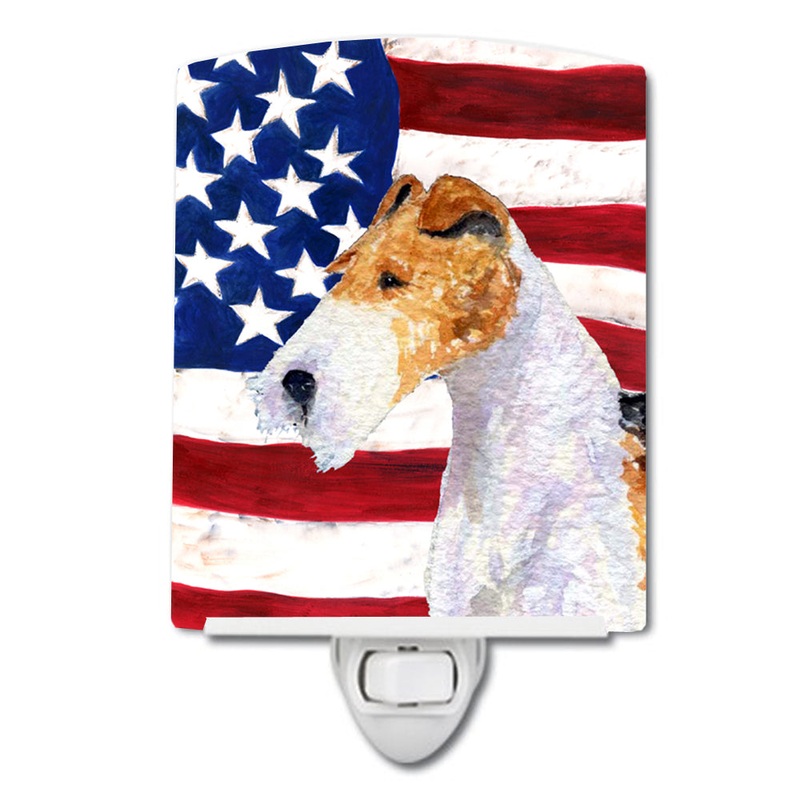 USA American Flag with Fox Terrier Ceramic Night Light SS4057CNL
