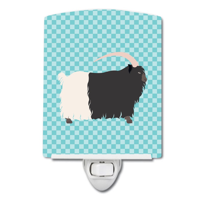 Welsh Black-Necked Goat Blue Check Ceramic Night Light BB8061CNL