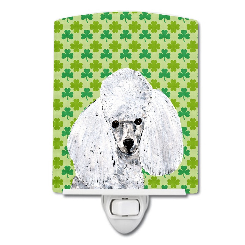 White Toy Poodle Lucky Shamrock St. Patrick's Day Ceramic Night Light SC9725CNL