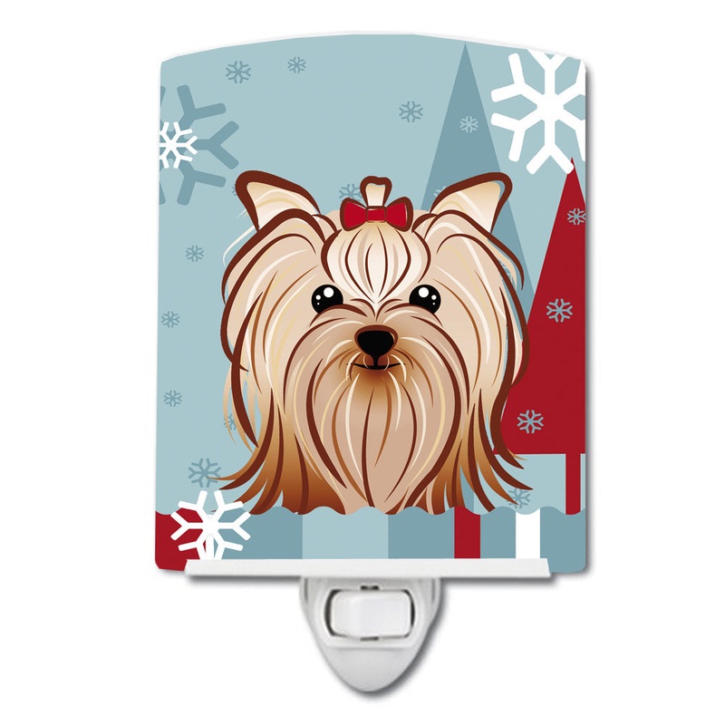 Winter Holiday Yorkie Yorkishire Terrier Ceramic Night Light BB1700CNL