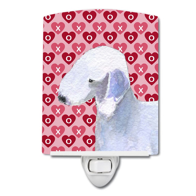 Bedlington Terrier Hearts Love and Valentine's Day Portrait Ceramic Night Light SS4483CNL