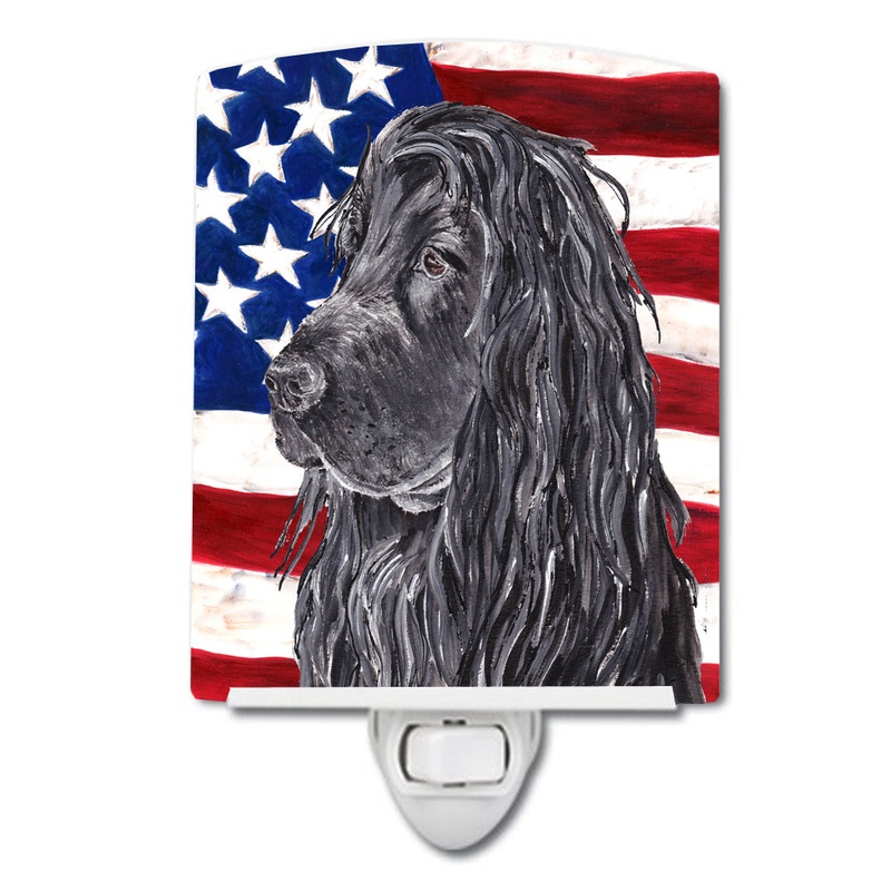 Black Cocker Spaniel with American Flag Ceramic Night Light SC9513CNL