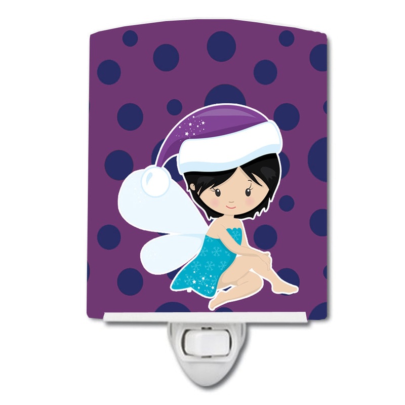 Black Haired Christmas Fairy Ceramic Night Light BB9150CNL