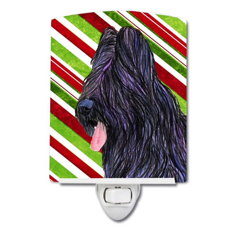 Briard Candy Cane Holiday Christmas Ceramic Night Light SS4558CNL