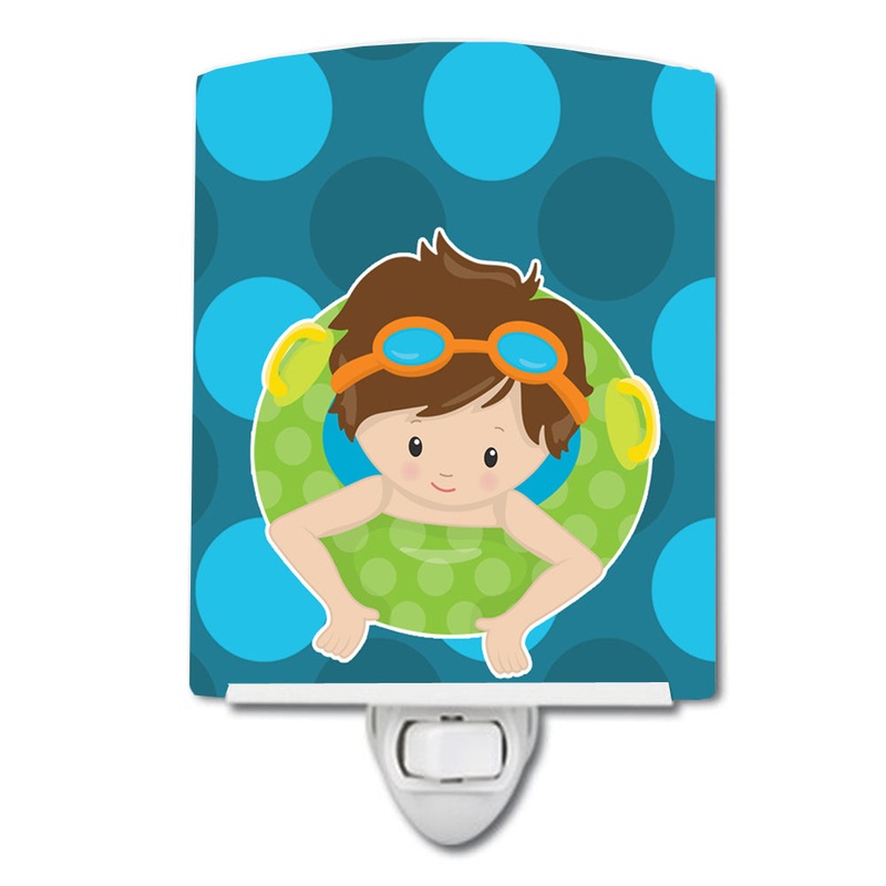 Summer Pool Boy in Tube Brunette Ceramic Night Light BB8996CNL