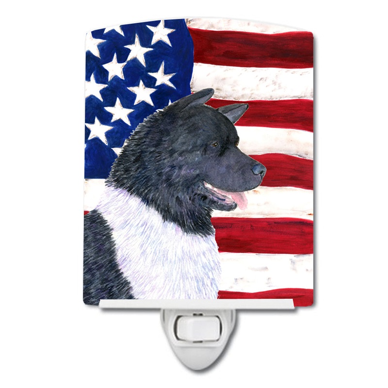 USA American Flag with Akita Ceramic Night Light SS4005CNL