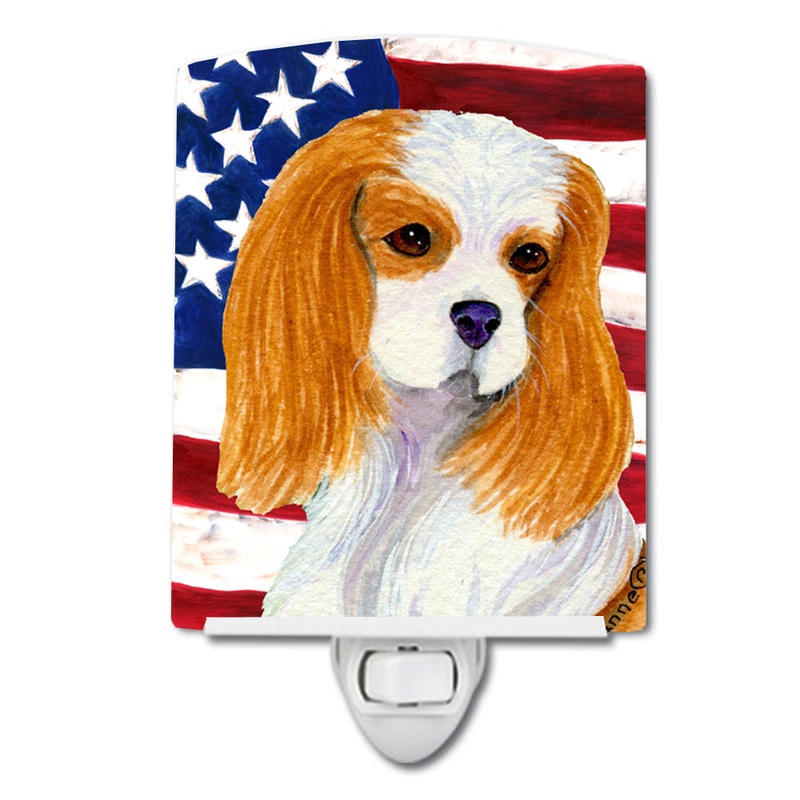 USA American Flag with Cavalier Spaniel Ceramic Night Light SS4012CNL