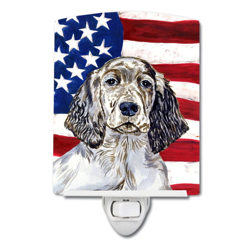 USA American Flag with English Setter Ceramic Night Light LH9022CNL