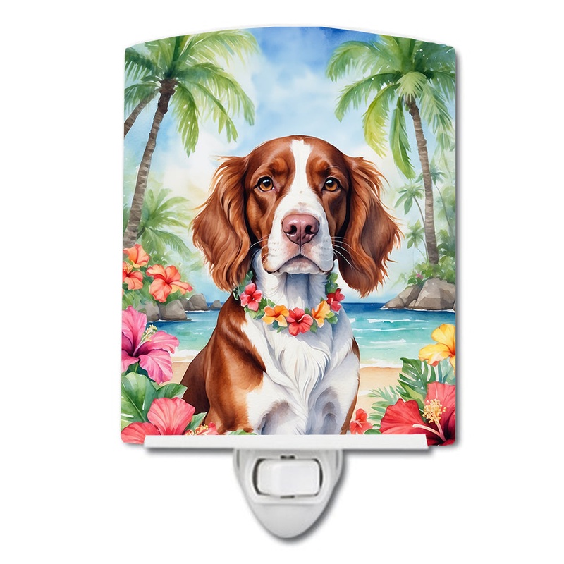 Welsh Springer Spaniel Luau Ceramic Night Light