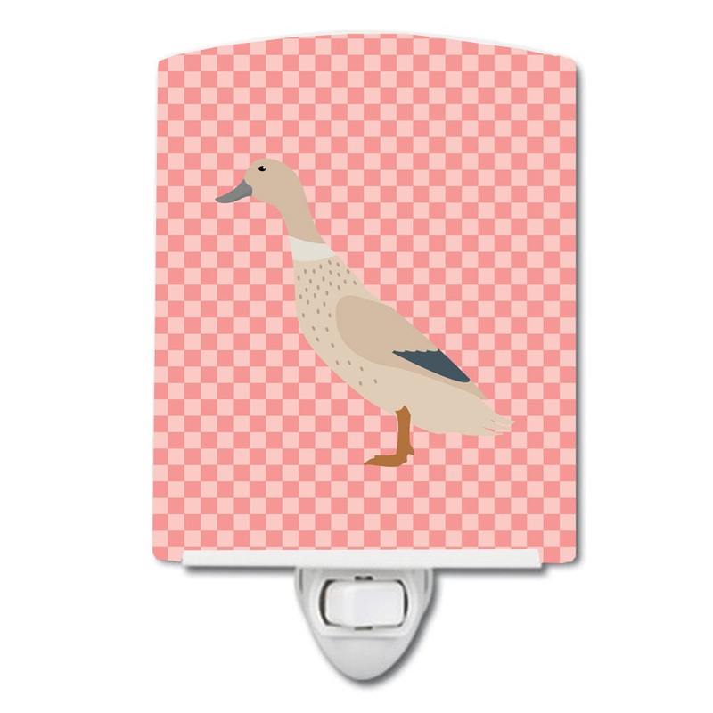 West Harlequin Duck Pink Check Ceramic Night Light BB7858CNL