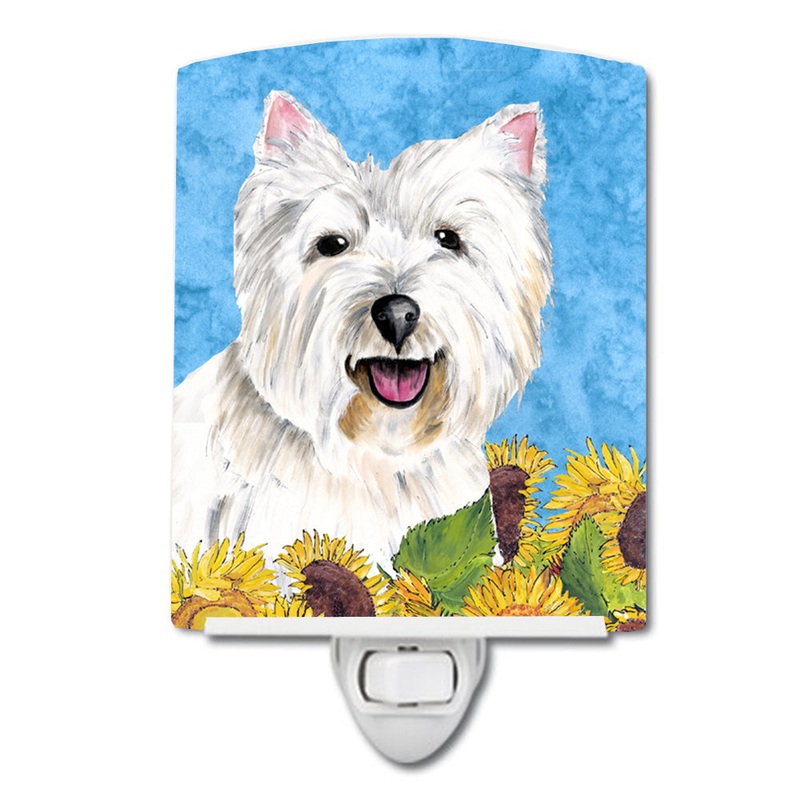 Westie in Summer Flowers Ceramic Night Light SC9070CNL