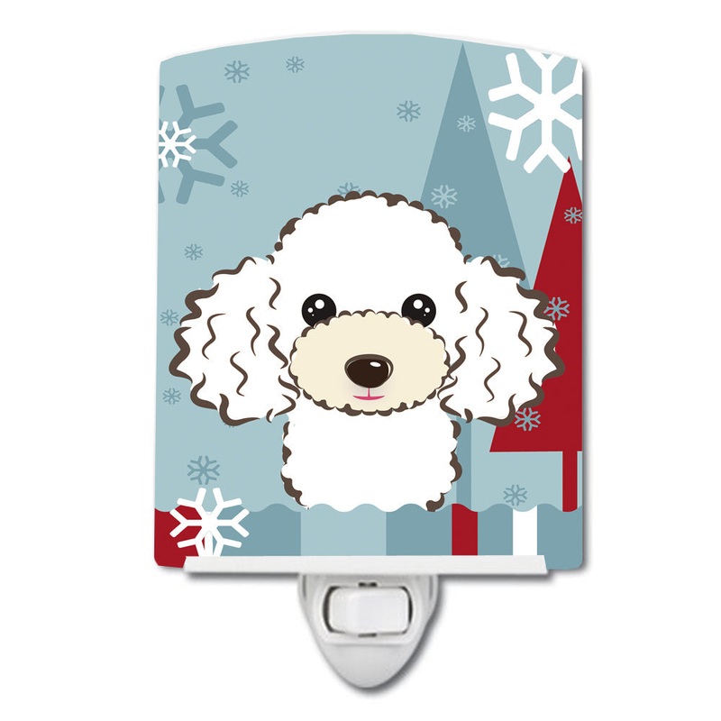 Winter Holiday White Poodle Ceramic Night Light BB1753CNL