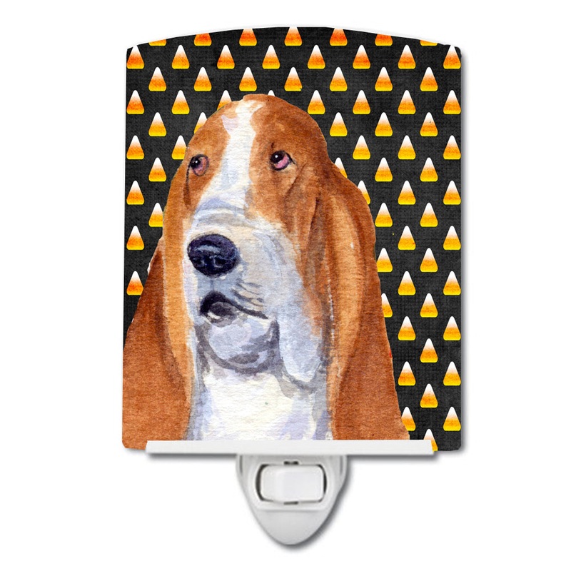 Basset Hound Candy Corn Halloween Portrait Ceramic Night Light SS4321CNL