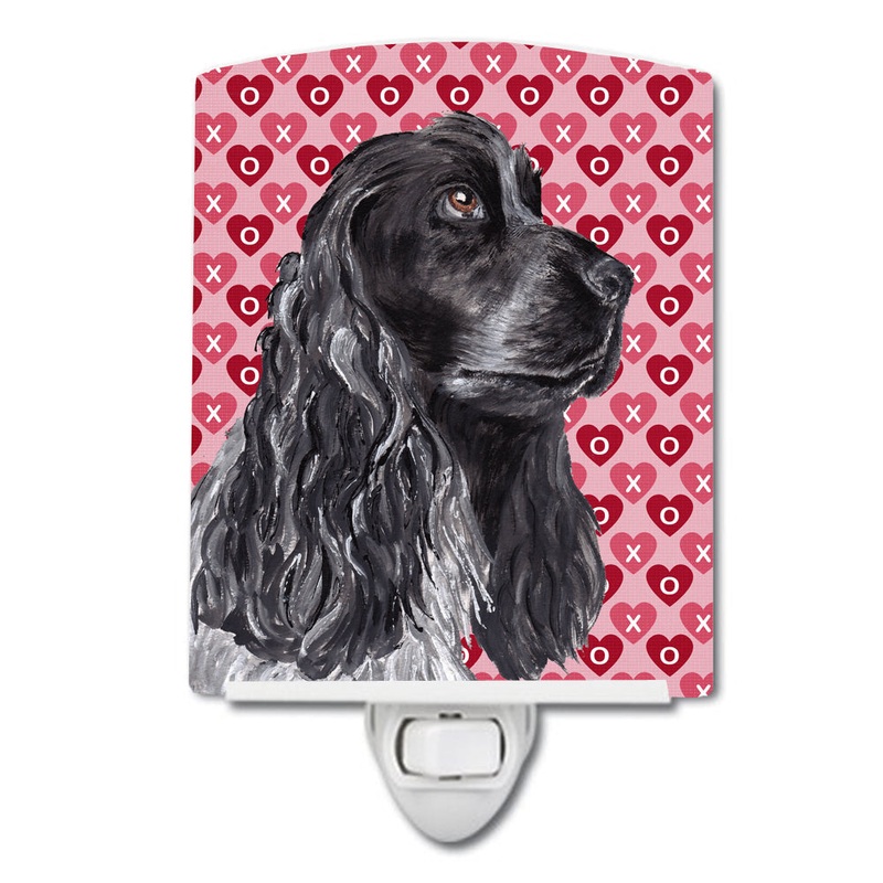 Black Cocker Spaniel Hearts and Love Ceramic Night Light SC9554CNL